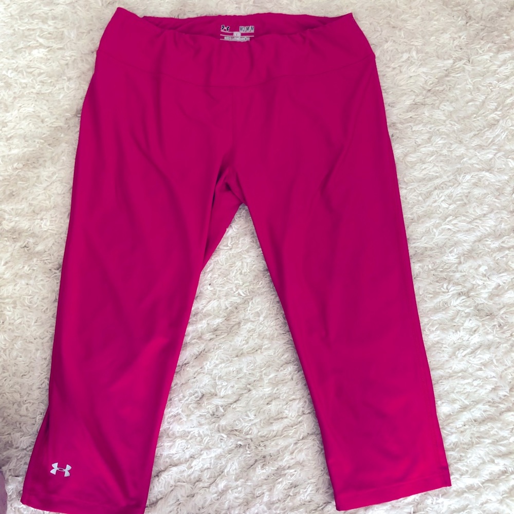 Under Armour Women’s Crop Fitted Leggings Hot Pink Size Medium